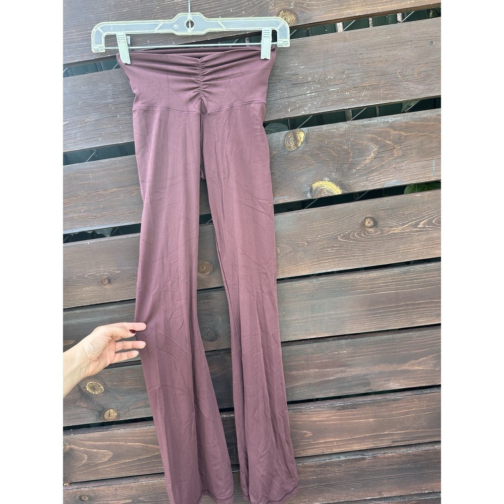 Offline By Aerie Real Me High Rise Flare Leggings Burgundy Coral XS